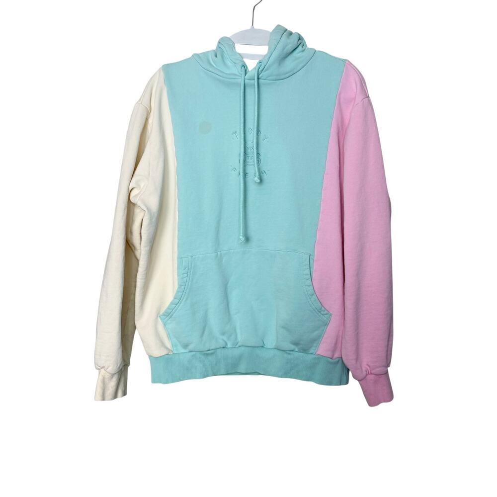 Teddy Fresh Pastel Color Block Hoodie Mens‎ M Drawstring Casual